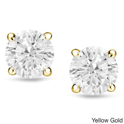 Auriya 14k Gold 1/2ct TDW Reversible Diamond Stud Pearl Earrings