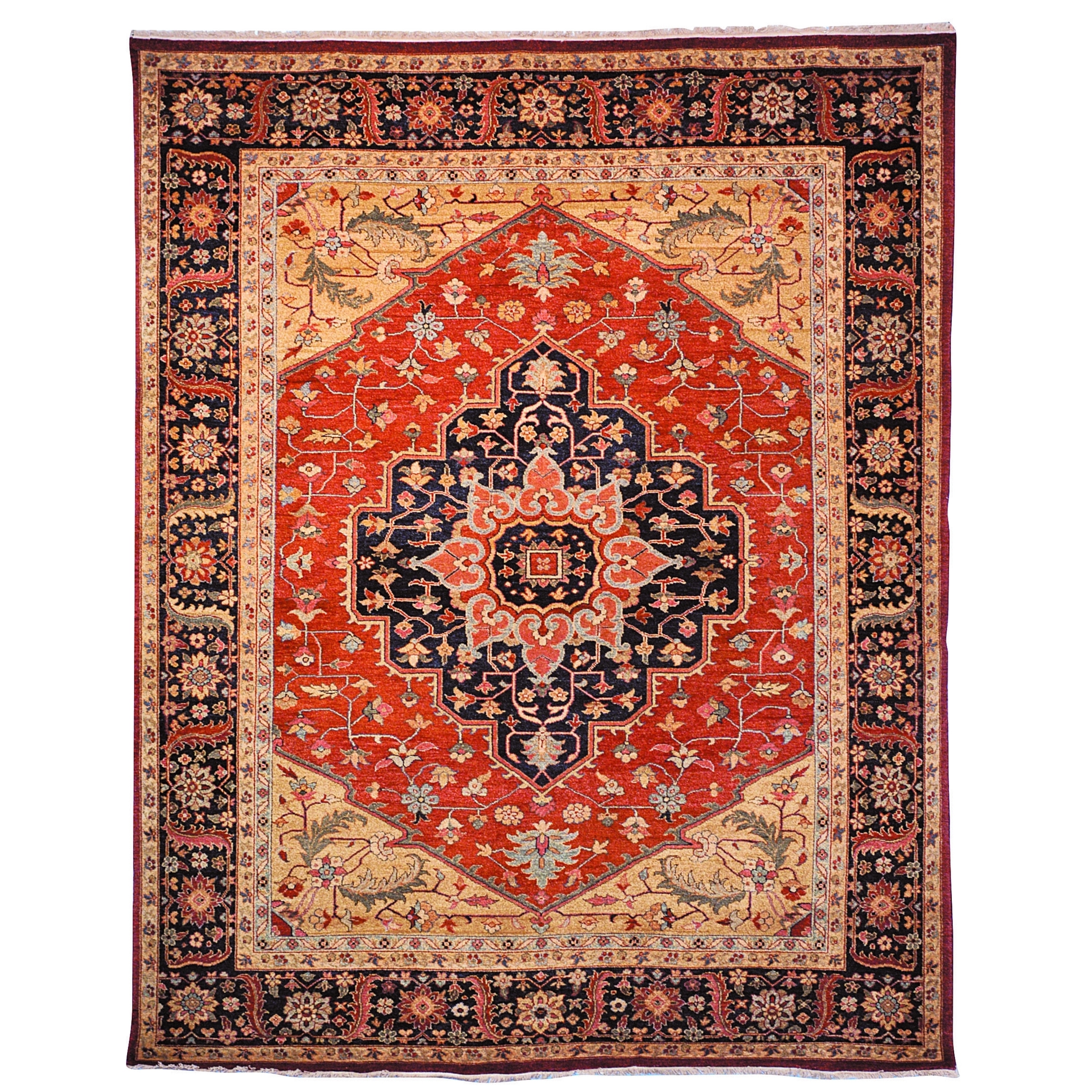 Safavieh Hand knotted Samarkand Rust/ Navy Wool Rug (6 X 9)