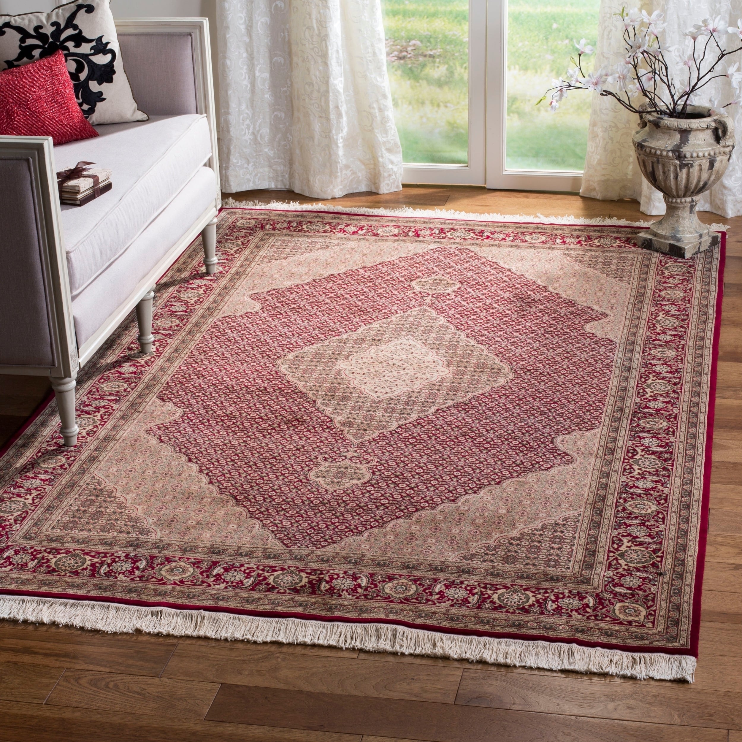 Safavieh Hand knotted Tabriz Herati Red/ Red Wool/ Silk Rug (6 X 9)