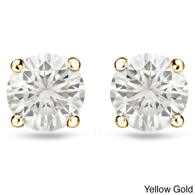 14k Gold 1/2ct TDW Reversible Diamond Stud and Pearl Earrings (H-I,VS1-VS2) - Yellow