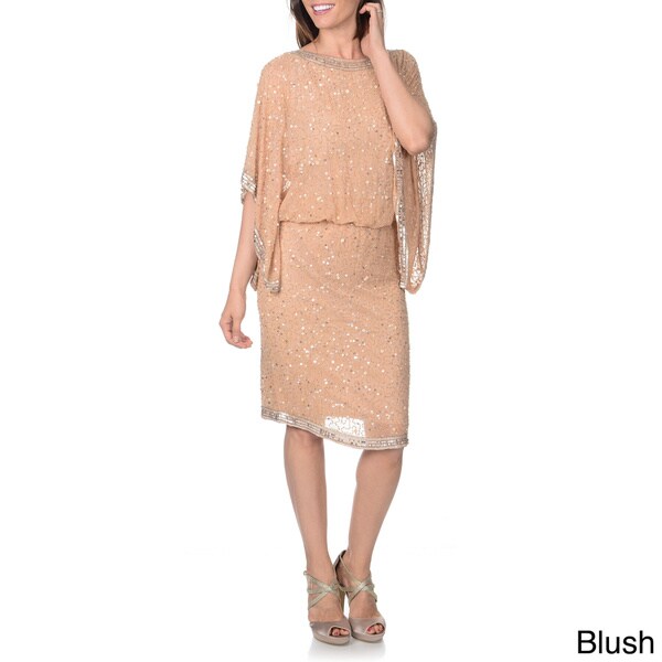 Shop Patra Women's Black Hand-beaded Silk Kimono Sleeve Dress - Free ...