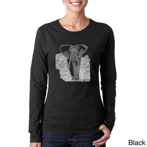 Los Angeles Pop Art Womens Elephant Endangered Species Long Sleeve