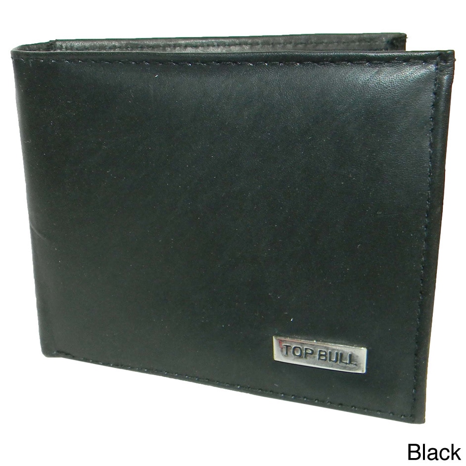 Top Bull Cowhide Leather Bi fold Double Id Window Wallet