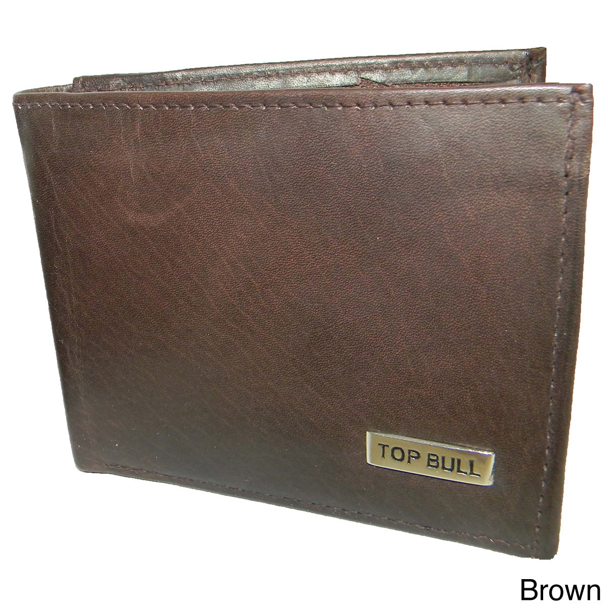 Top Bull Cowhide Leather Bi fold Double Id Window Wallet