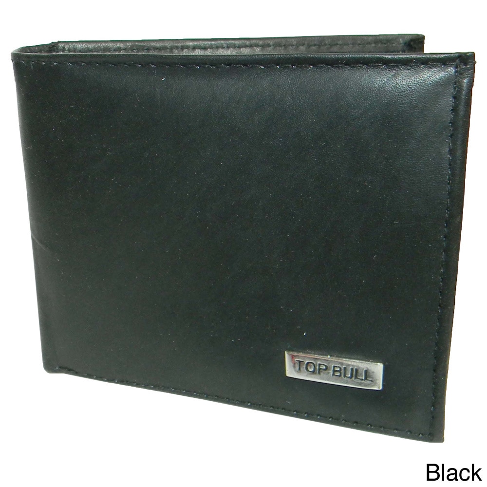 Top Bull Cowhide Leather Bi fold Id Window Wallet