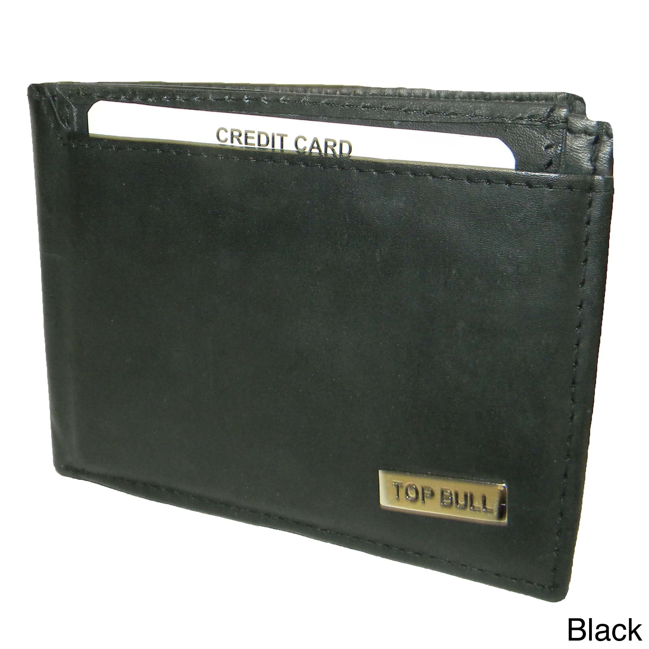 Top Bull Cowhide Leather Bi fold Removable Case Wallet