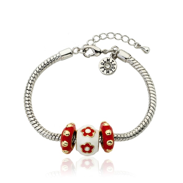 Little Miss Twin Stars Super Star Cutie Red Enamel Childrens Bracelet