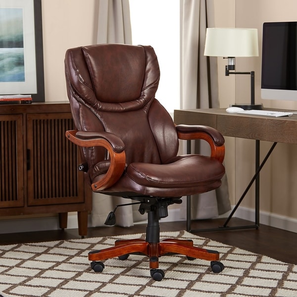 Shop Serta Executive Brown Bonded Leather Big and Tall Office Chair