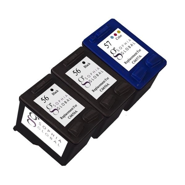 Sophia Global Remanufactured Ink Cartridge Replacement for HP 56 and HP 57 (2 Black, 1 Color)