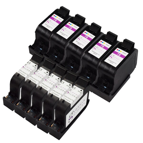 Sophia Global Remanufactured Ink Cartridge Replacement for HP 45 and HP 78 (5 Black, 5 Color)