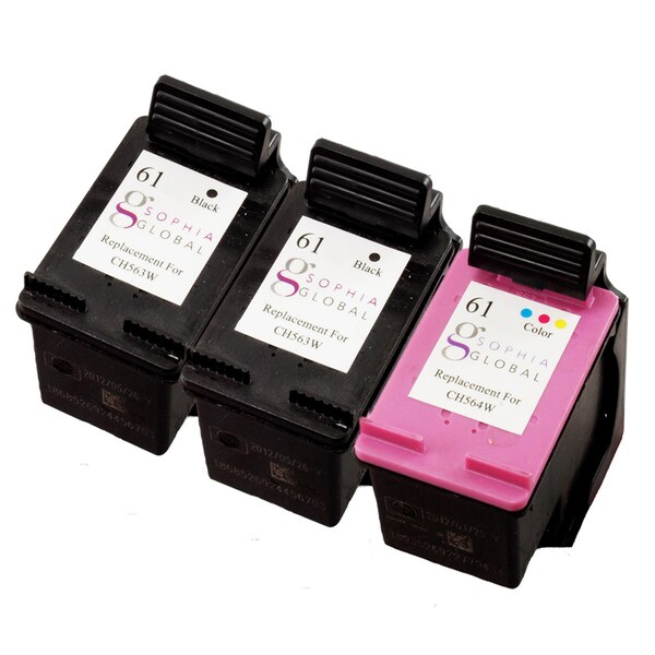 Sophia Global Remanufactured Ink Cartridge Replacement for HP 61 (2 Black, 1 Color)