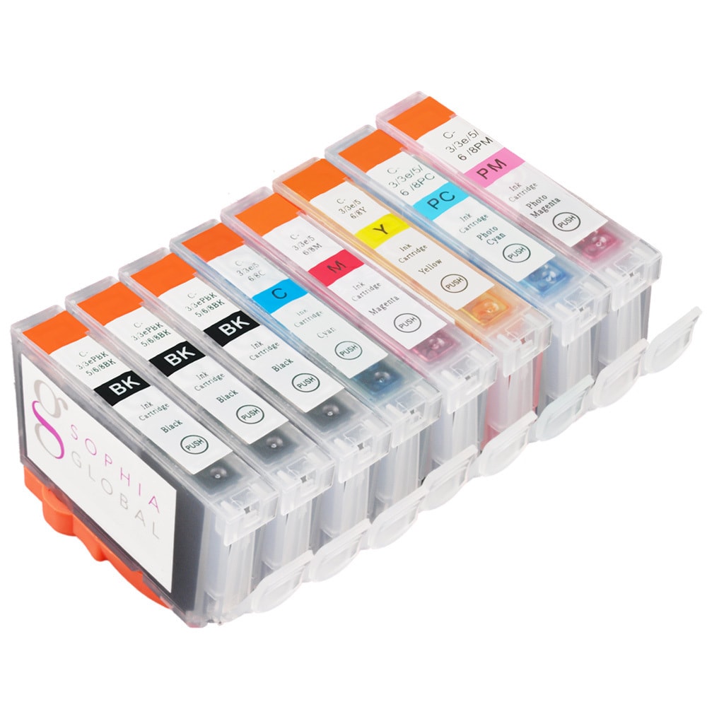 Sophia Global Compatible Ink Cartridge Replacement For Canon Bci 6 (8 Pack) (multiPrint yield Meets Printer Manufacturers Specifications for Page YieldModel 3eaBCI6B1eaBCI6CMYPCPMPack of 8We cannot accept returns on this product. )