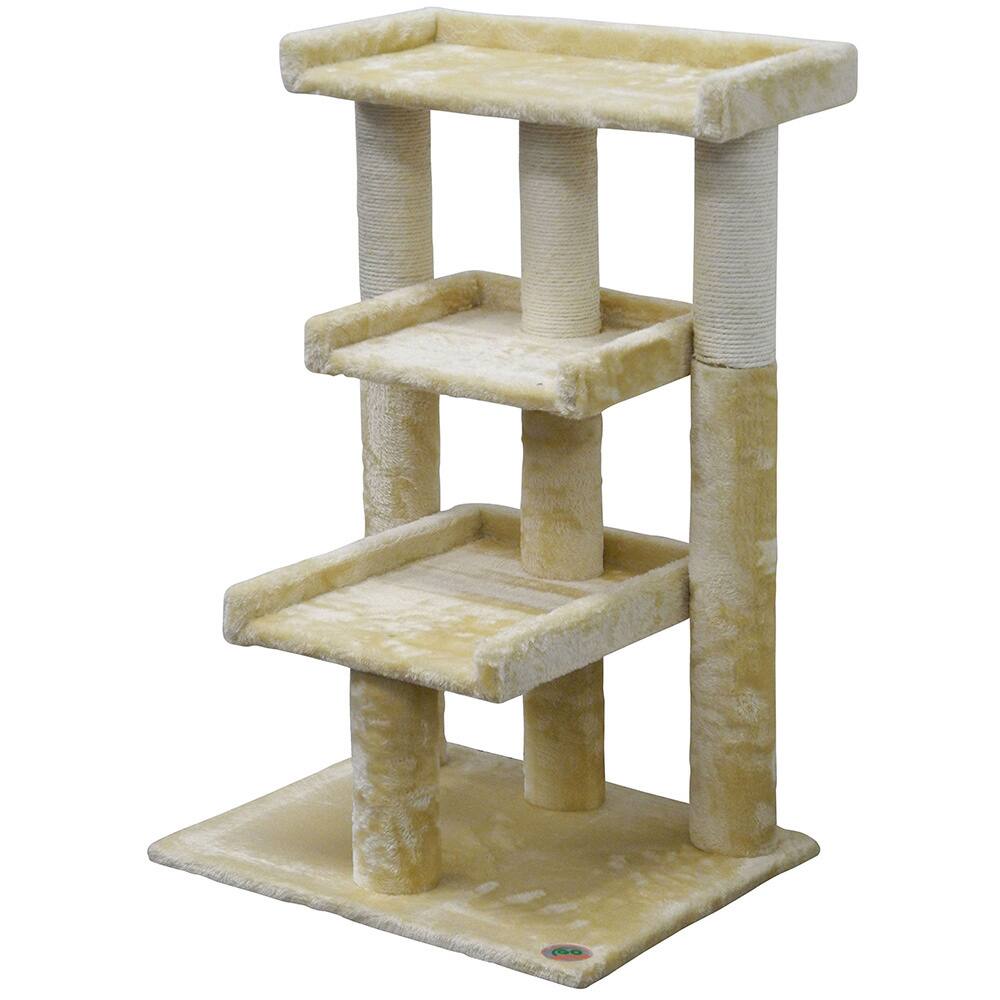 Go Pet Club 35-inch Faux Fur 3-level Cat Tree Scratcher