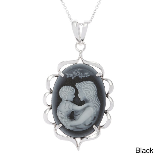 Kabella Sterling Silver Cameo Adoring Parent Vintage Necklace