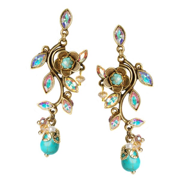 Sweet Romance Turquoise and Crystal Vine Earrings - Free Shipping On ...