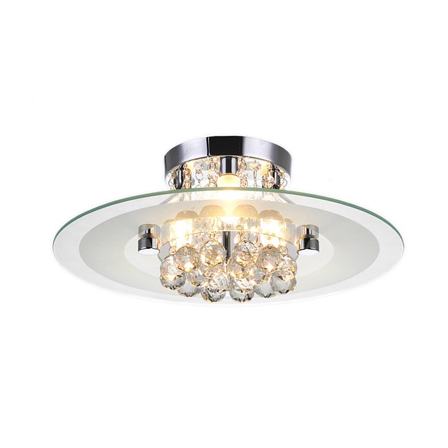 Lucia Round Chrome And Crystal Flush Mount 3 light Chandelier