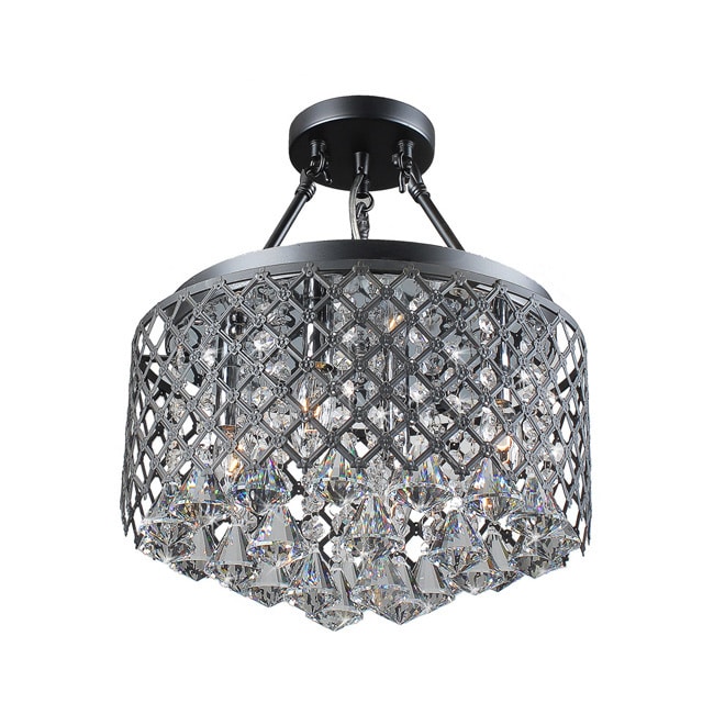 Nerisa Black Semi flush Mount 4 light Crystal Chandelier