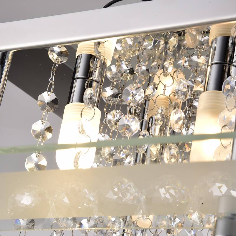 Lucia Square Chrome and Crystal Flush Mount 4-light Chandelier - 6.9 inches H x 15.8 inches W x 15.8 inches D