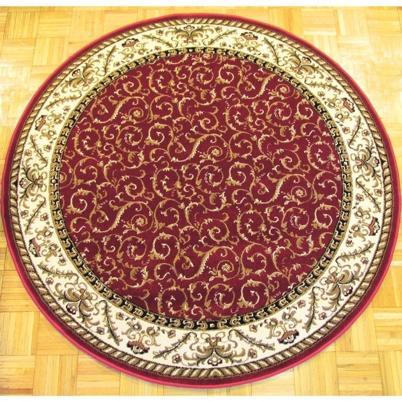 Amalfi Red Scroll Oriental Area Rug (53 Round)