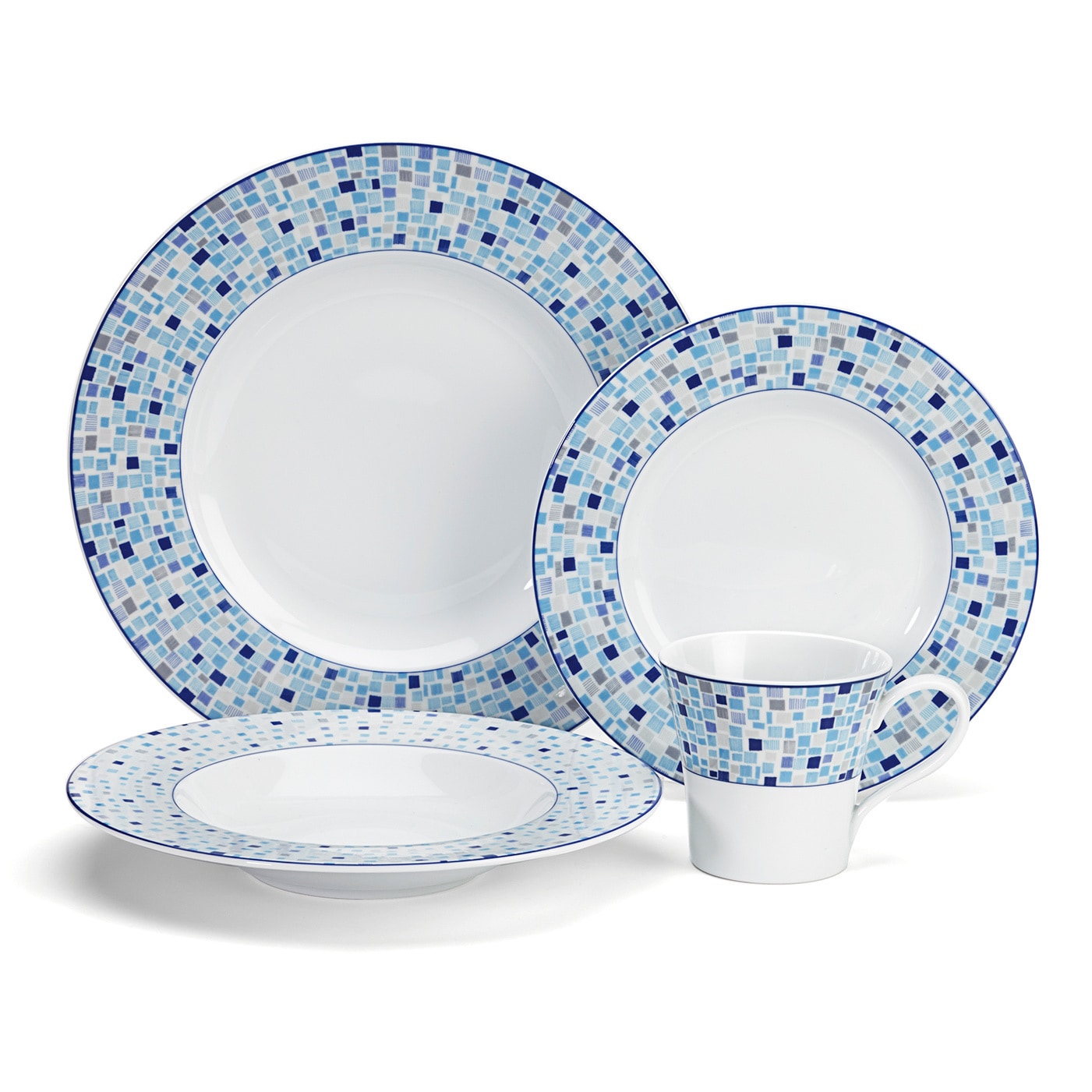 Cuisinart Aleria 16 piece Blue Dinnerware Set