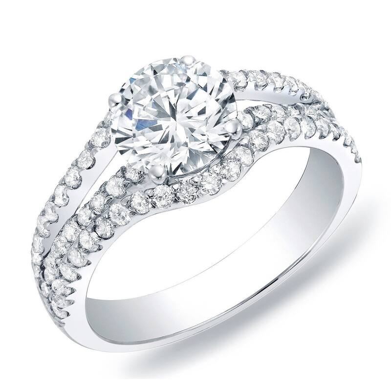 Auriya 14k Gold 1ctw Triple Row Round Diamond Engagement Ring - White - 4
