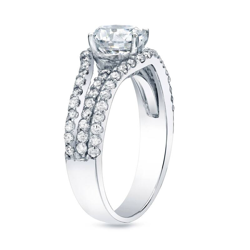 Auriya 14k Gold 1ctw Triple Row Round Diamond Engagement Ring