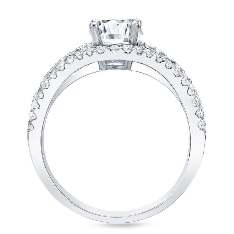 Auriya 14k Gold 1ctw Triple Row Round Diamond Engagement Ring