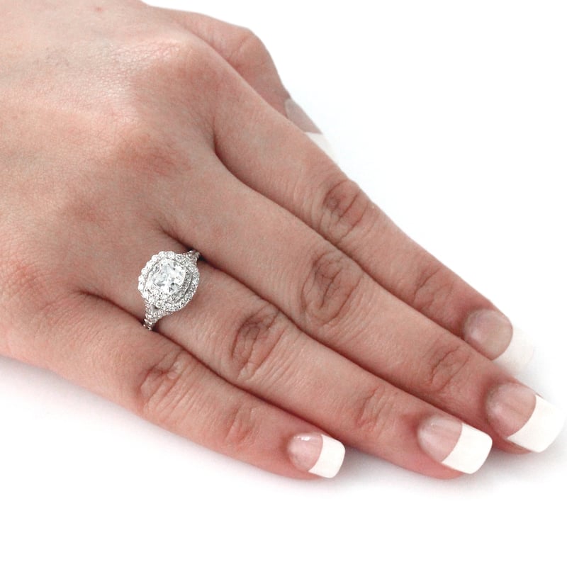 Auriya 14k Gold 1 1/4ctw Cushion-cut Halo Diamond Engagement Ring (H-I, SI1-SI2)