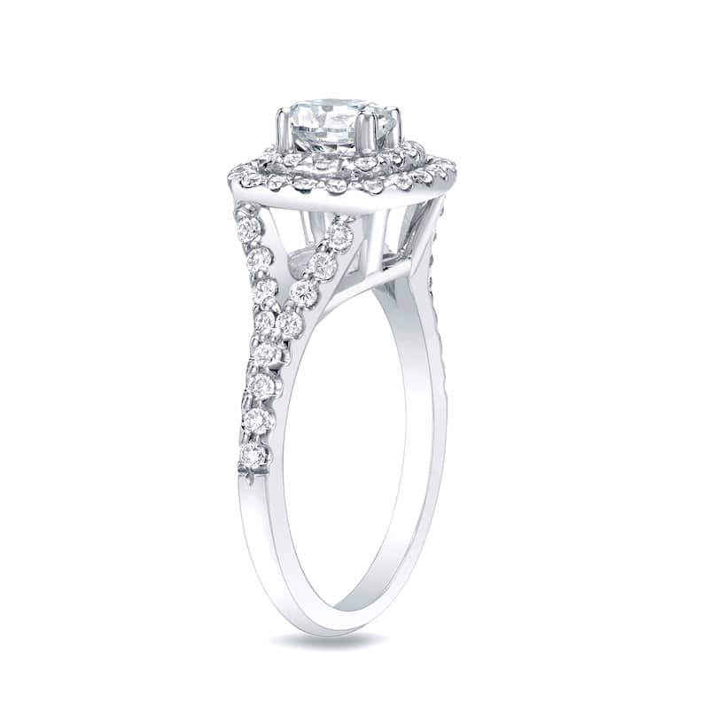 Auriya 14k Gold 1 1/4ctw Cushion-cut Halo Diamond Engagement Ring (H-I, SI1-SI2)