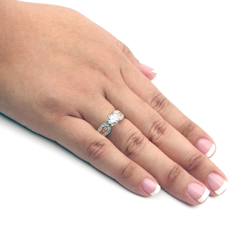 Auriya Vintage 1 1/3ct TDW Round Diamond Engagement Ring with Pink Diamond Accents 14k Two-Tone Gold (H-I, SI1-SI2)