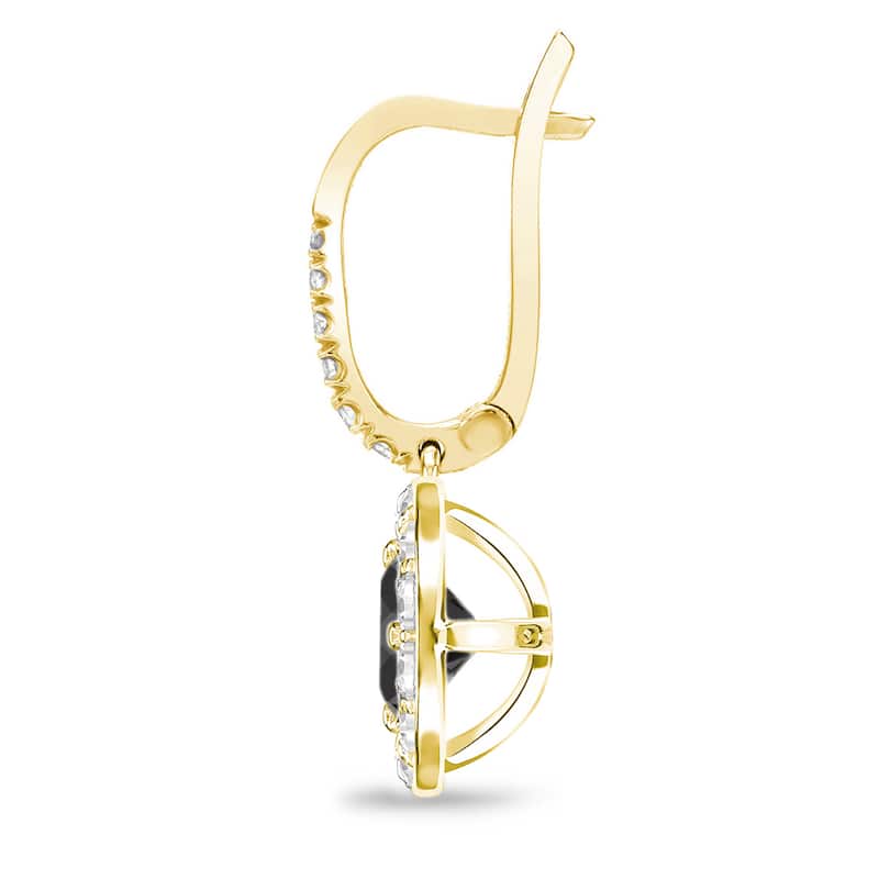 Auriya 1/2 to 3ctw Halo Black Diamond Dangle Earrings 14k Yellow Gold (H-I, SI1-SI2)