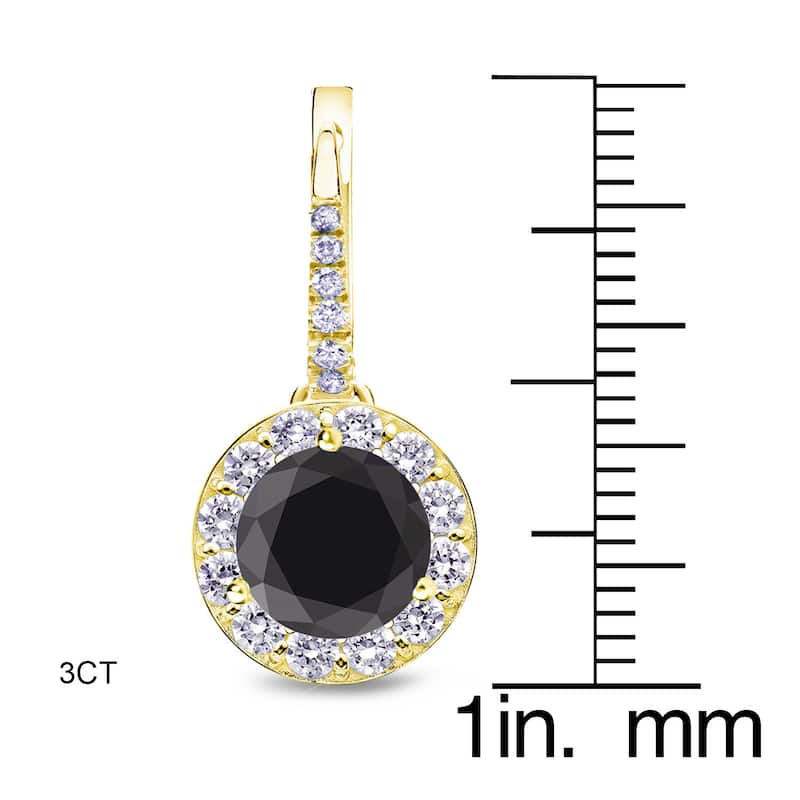 Auriya 1/2 to 3ctw Halo Black Diamond Dangle Earrings 14k Yellow Gold (H-I, SI1-SI2)