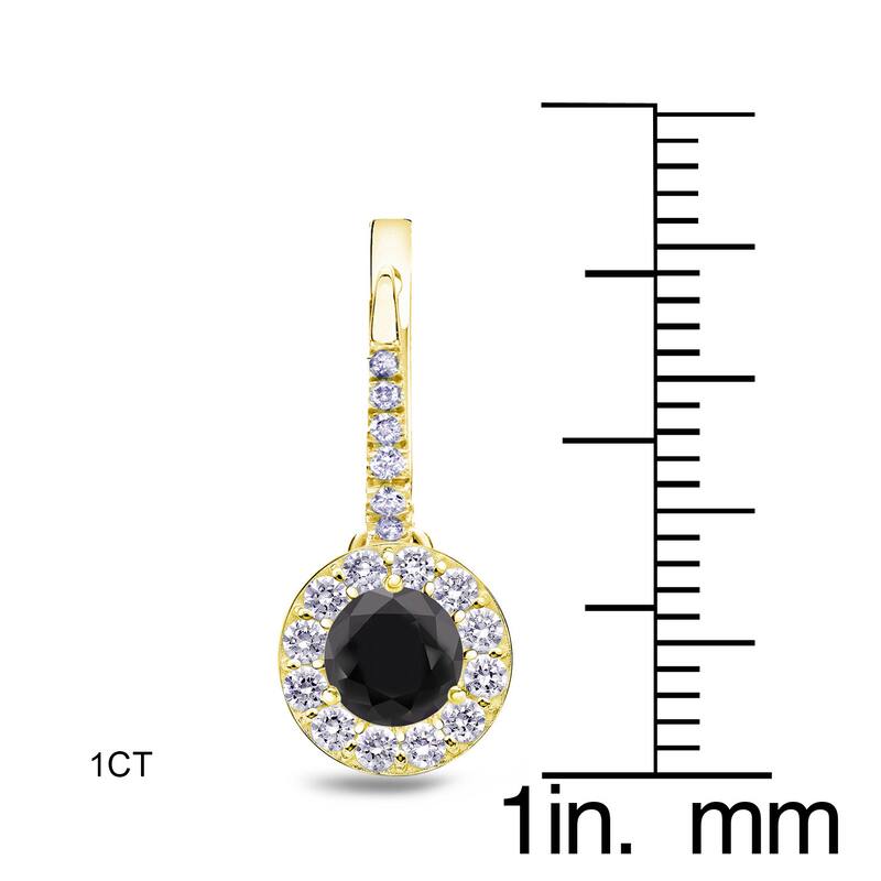 Auriya 1/2 to 3ctw Halo Black Diamond Dangle Earrings 14k Yellow Gold (H-I, SI1-SI2)