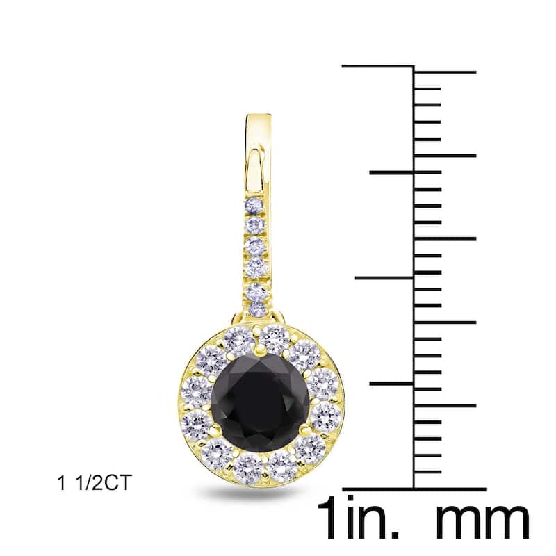Auriya 1/2 to 3ctw Halo Black Diamond Dangle Earrings 14k Yellow Gold (H-I, SI1-SI2) - 1.50ctw