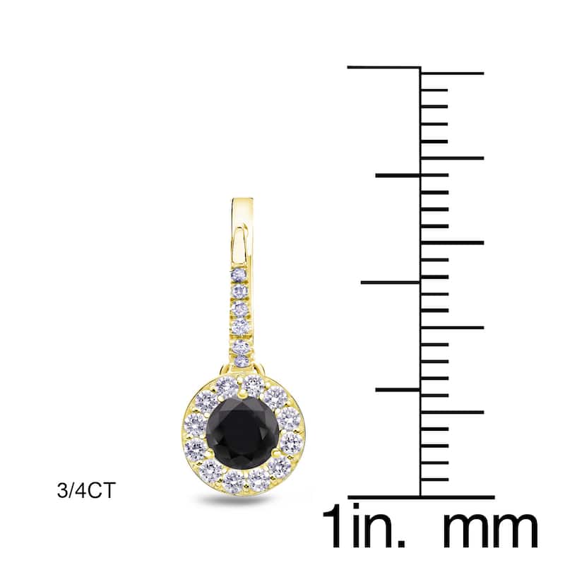 Auriya 1/2 to 3ctw Halo Black Diamond Dangle Earrings 14k Yellow Gold (H-I, SI1-SI2)