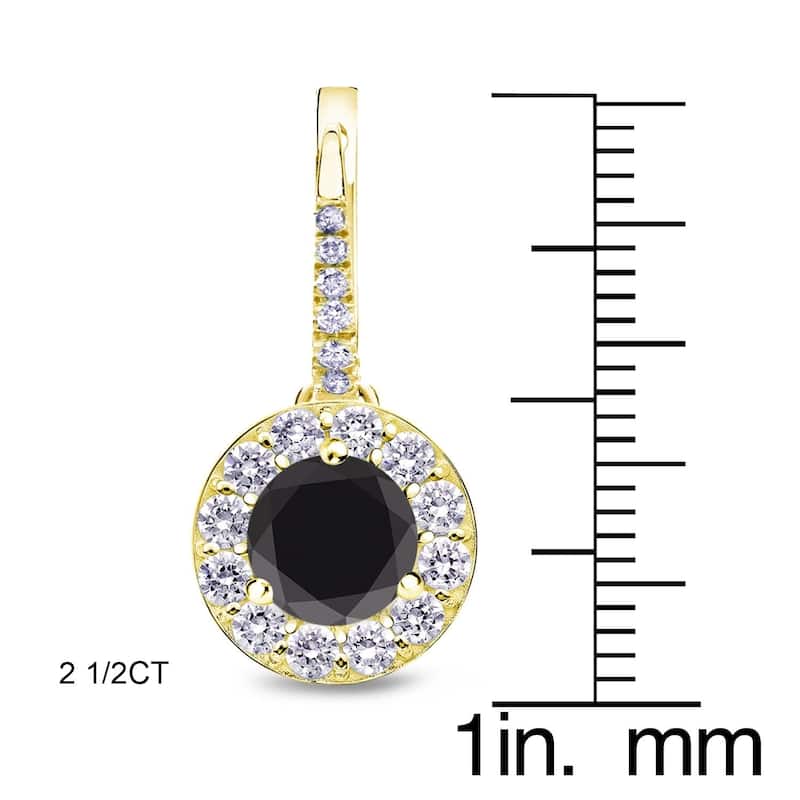 Auriya 1/2 to 3ctw Halo Black Diamond Dangle Earrings 14k Yellow Gold (H-I, SI1-SI2) - 2.50ctw