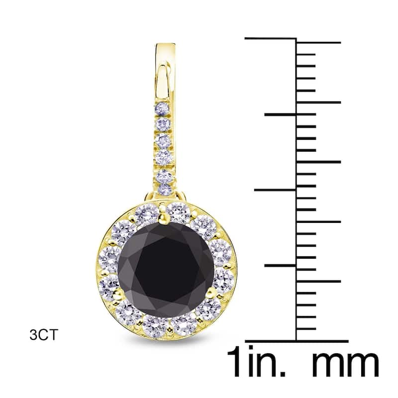 Auriya 1/2 to 3ctw Halo Black Diamond Dangle Earrings 14k Yellow Gold (H-I, SI1-SI2) - 3ctw