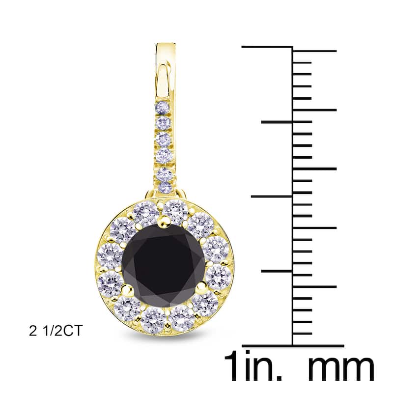 Auriya 1/2 to 3ctw Halo Black Diamond Dangle Earrings 14k Yellow Gold (H-I, SI1-SI2)