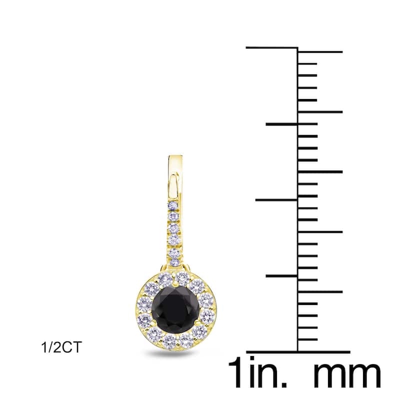 Auriya 1/2 to 3ctw Halo Black Diamond Dangle Earrings 14k Yellow Gold (H-I, SI1-SI2)