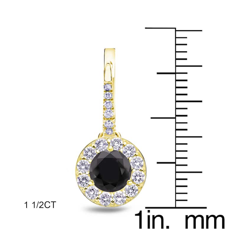 Auriya 1/2 to 3ctw Halo Black Diamond Dangle Earrings 14k Yellow Gold (H-I, SI1-SI2)
