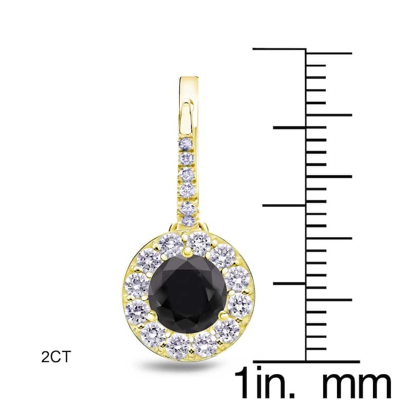 Auriya 1/2 to 3ctw Halo Black Diamond Dangle Earrings 14k Yellow Gold (H-I, SI1-SI2) - 2ctw