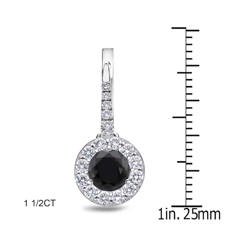 Auriya 1/2ct to 3ct Round Black Diamond Halo Dangle Earrings 14k White Gold (H-I, SI1-SI2)
