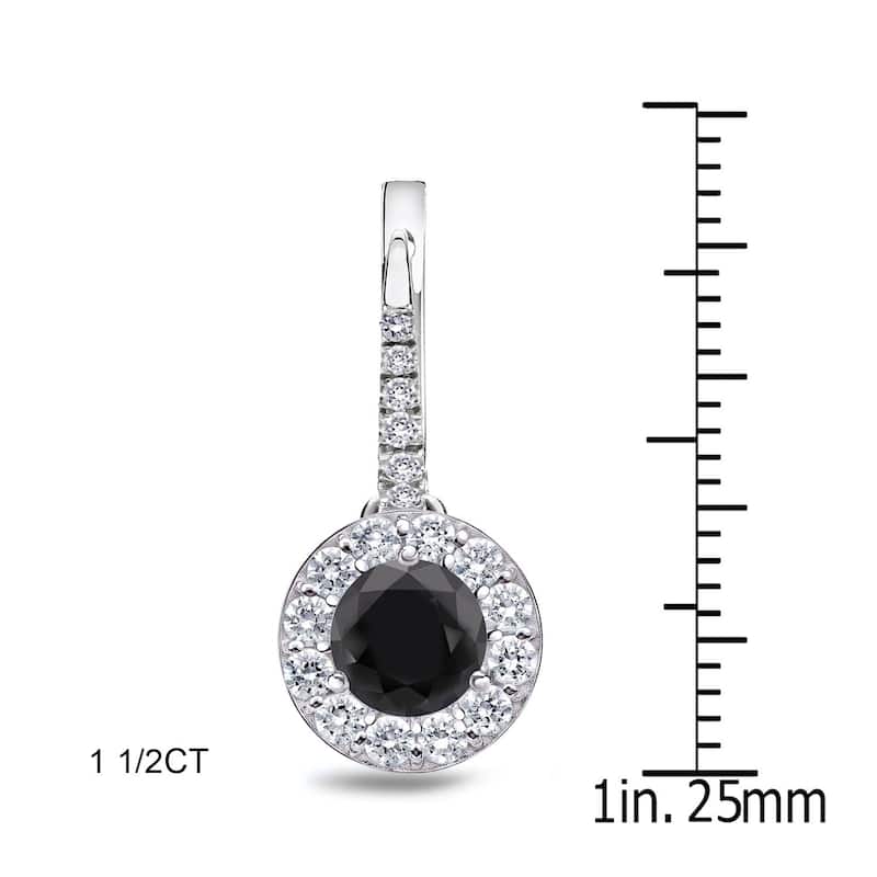 Auriya 1/2ct to 3ct Round Black Diamond Halo Dangle Earrings 14k White Gold (H-I, SI1-SI2) - 1.50ctw