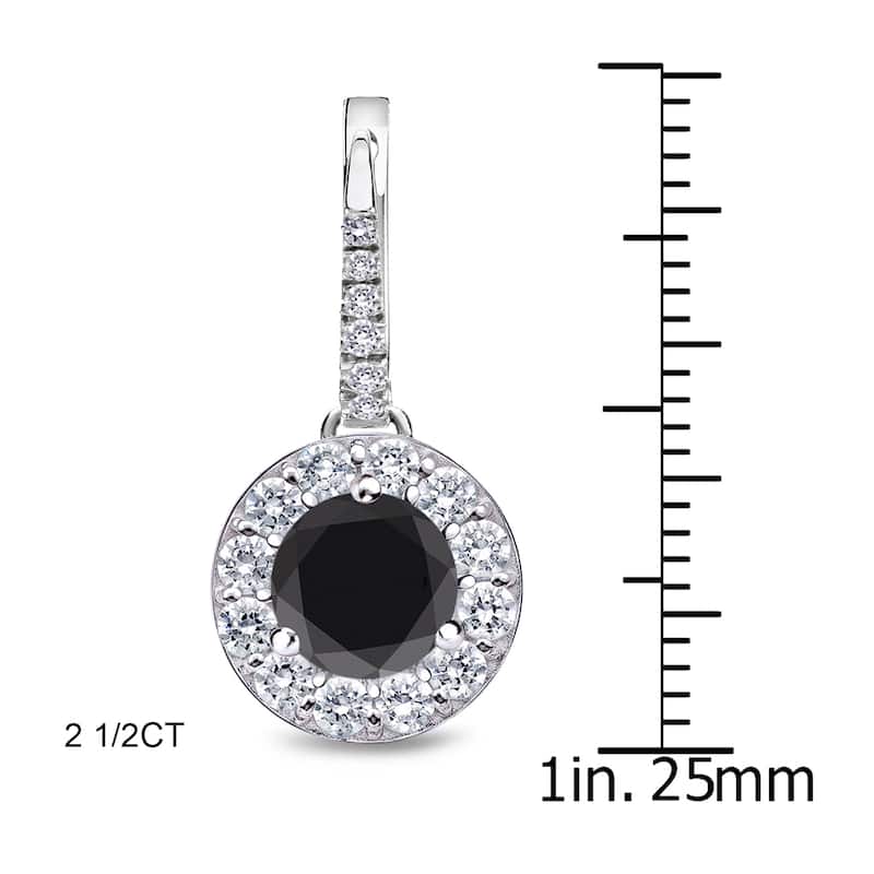 Auriya 1/2ct to 3ct Round Black Diamond Halo Dangle Earrings 14k White Gold (H-I, SI1-SI2)