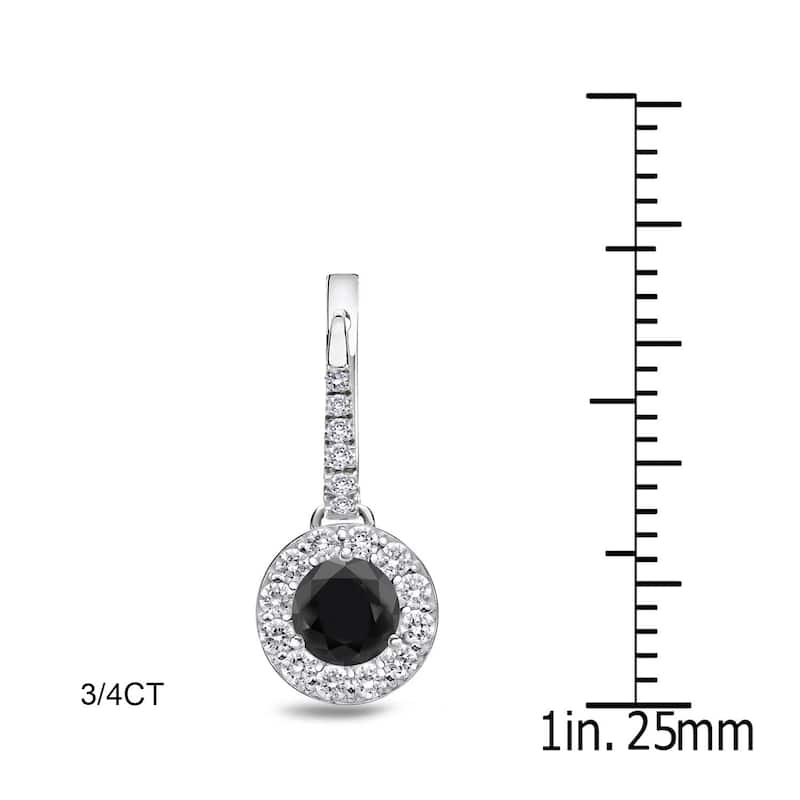 Auriya 1/2ct to 3ct Round Black Diamond Halo Dangle Earrings 14k White Gold (H-I, SI1-SI2) - 0.75ctw