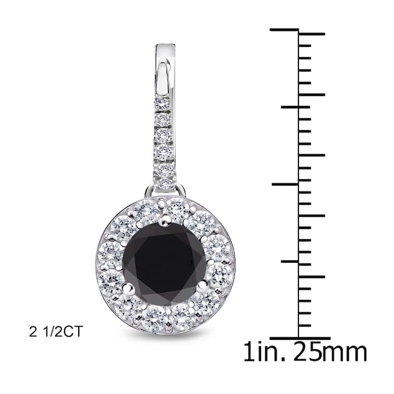 Auriya 1/2ct to 3ct Round Black Diamond Halo Dangle Earrings 14k White Gold (H-I, SI1-SI2) - 2.50ctw