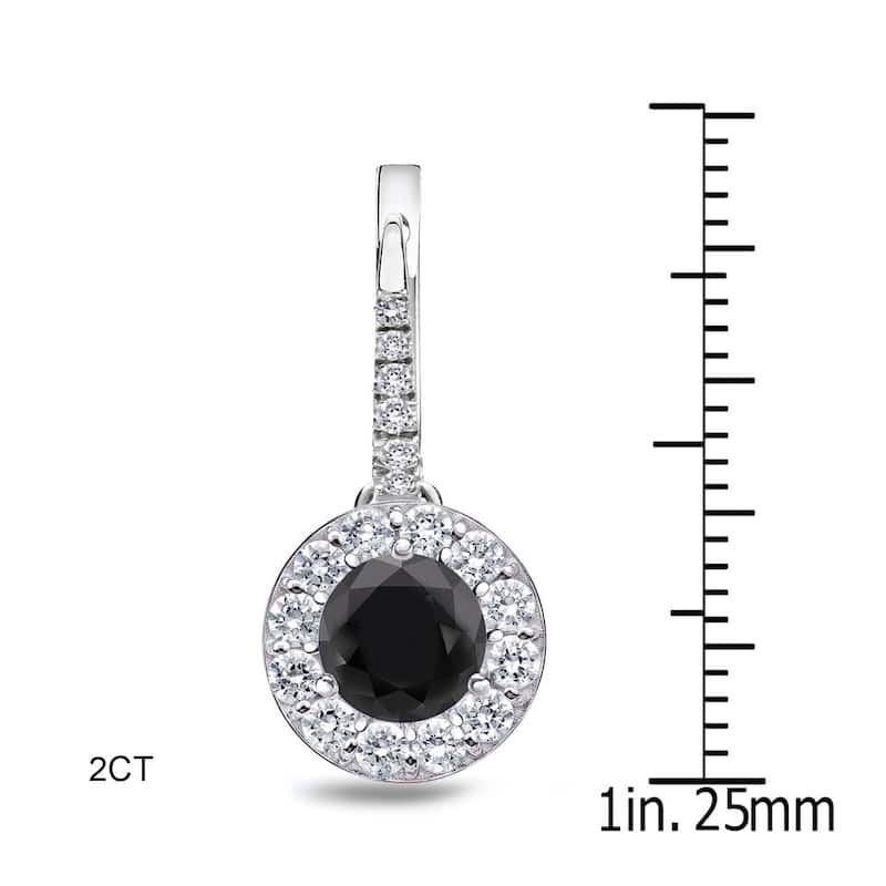 Auriya 1/2ct to 3ct Round Black Diamond Halo Dangle Earrings 14k White Gold (H-I, SI1-SI2) - 2ctw