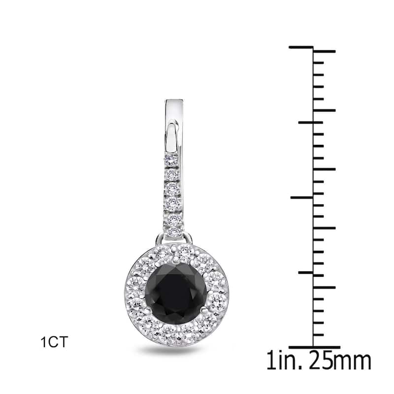 Auriya 1/2ct to 3ct Round Black Diamond Halo Dangle Earrings 14k White Gold (H-I, SI1-SI2) - 1ctw