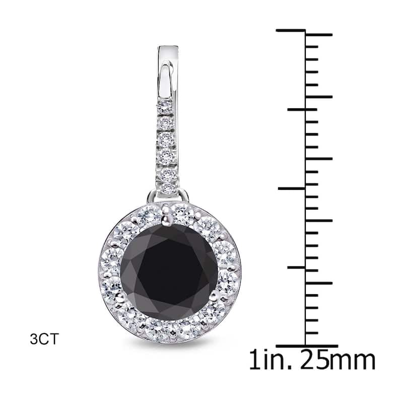 Auriya 1/2ct to 3ct Round Black Diamond Halo Dangle Earrings 14k White Gold (H-I, SI1-SI2) - 3ctw