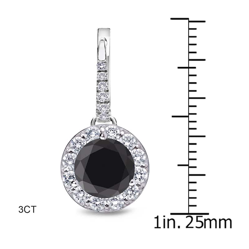 Auriya 1/2ct to 3ct Round Black Diamond Halo Dangle Earrings 14k White Gold (H-I, SI1-SI2)